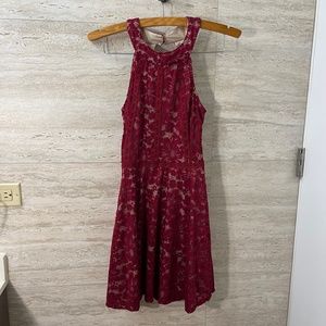 Macy's Lace Burgundy Short Dress Size Small